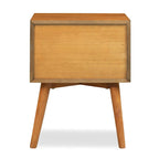 Table de chevet 2 tiroirs Mid-Century – Chêne clair / Noir / Chêne / Blanc