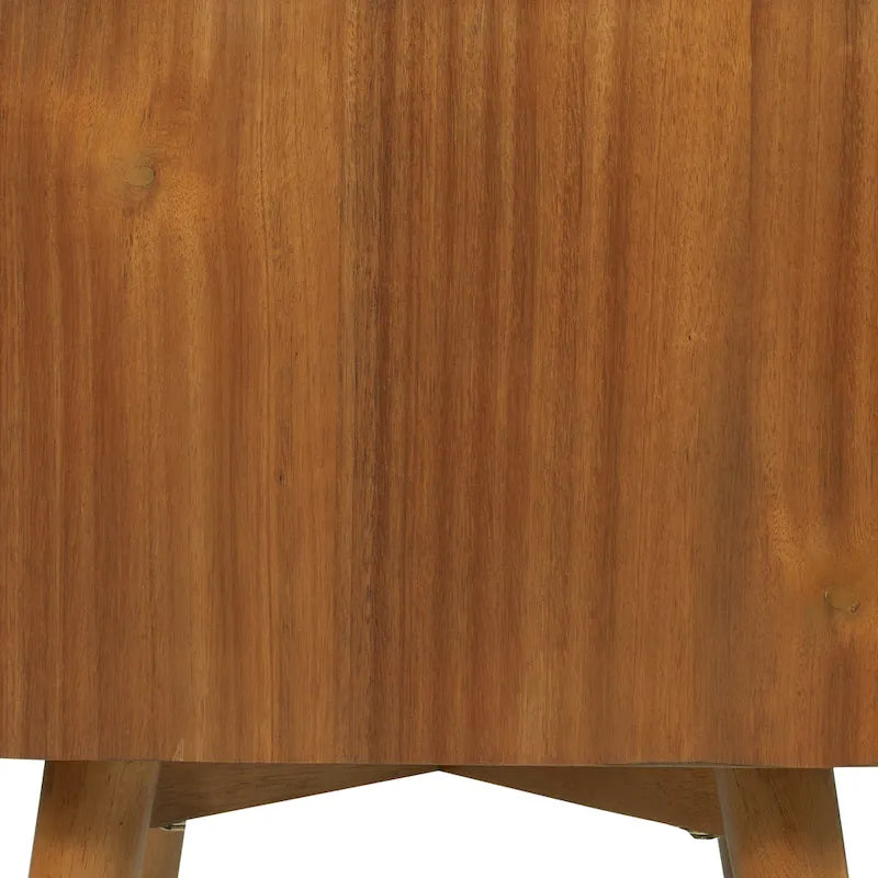 Table de chevet 2 tiroirs Mid-Century – Chêne clair / Noir / Chêne / Blanc