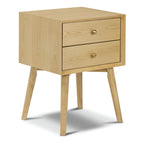 Table de chevet 2 tiroirs Mid-Century – Chêne clair / Noir / Chêne / Blanc