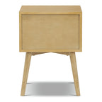 Table de chevet 2 tiroirs Mid-Century – Chêne clair / Noir / Chêne / Blanc