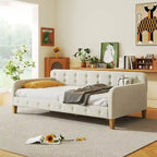 Lit de repos simple rembourré en velours blanc – 1 place