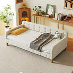 Lit de repos simple rembourré en velours blanc – 1 place