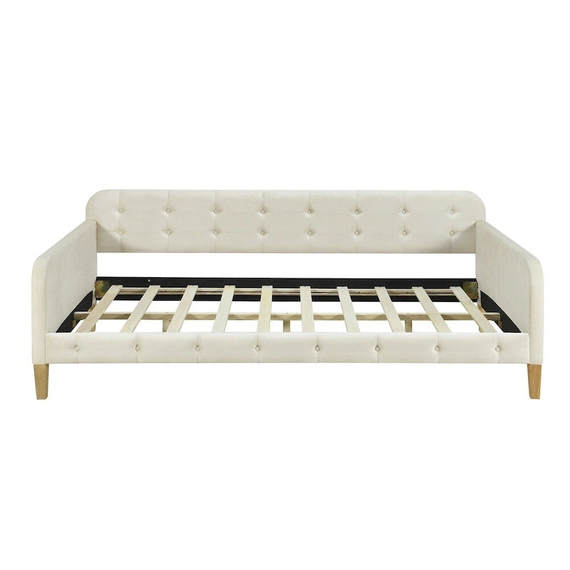 Twin Size White Velvet Upholstered Daybed – Sleeps 1