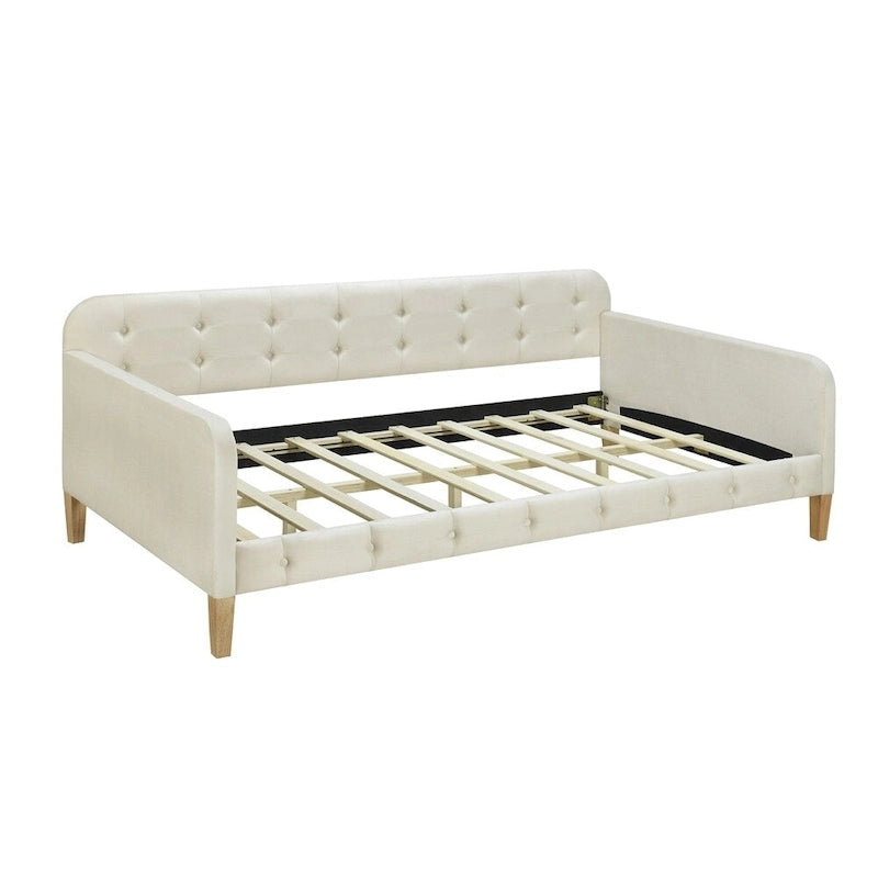 Lit de repos simple rembourré en velours blanc – 1 place