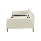 Lit de repos simple rembourré en velours blanc – 1 place