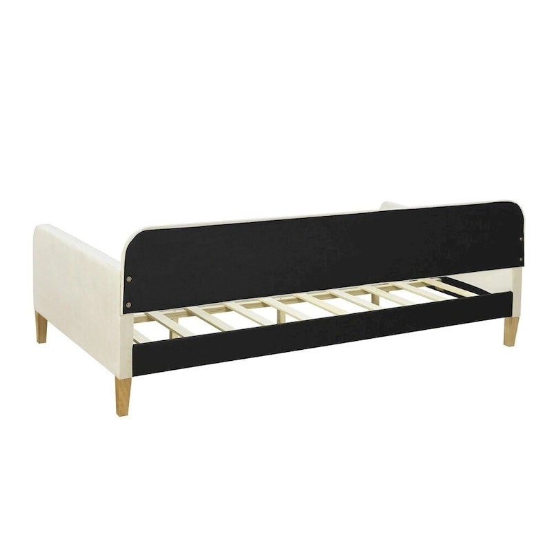 Lit de repos simple rembourré en velours blanc – 1 place