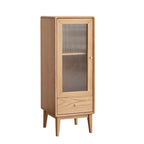 Meuble en bois massif naturel avec porte vitrée, étagères et tiroir — Simple