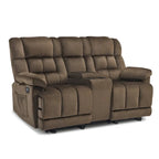 Causeuse inclinable électrique avec console, 2 places, Marron/Gris/Bleu