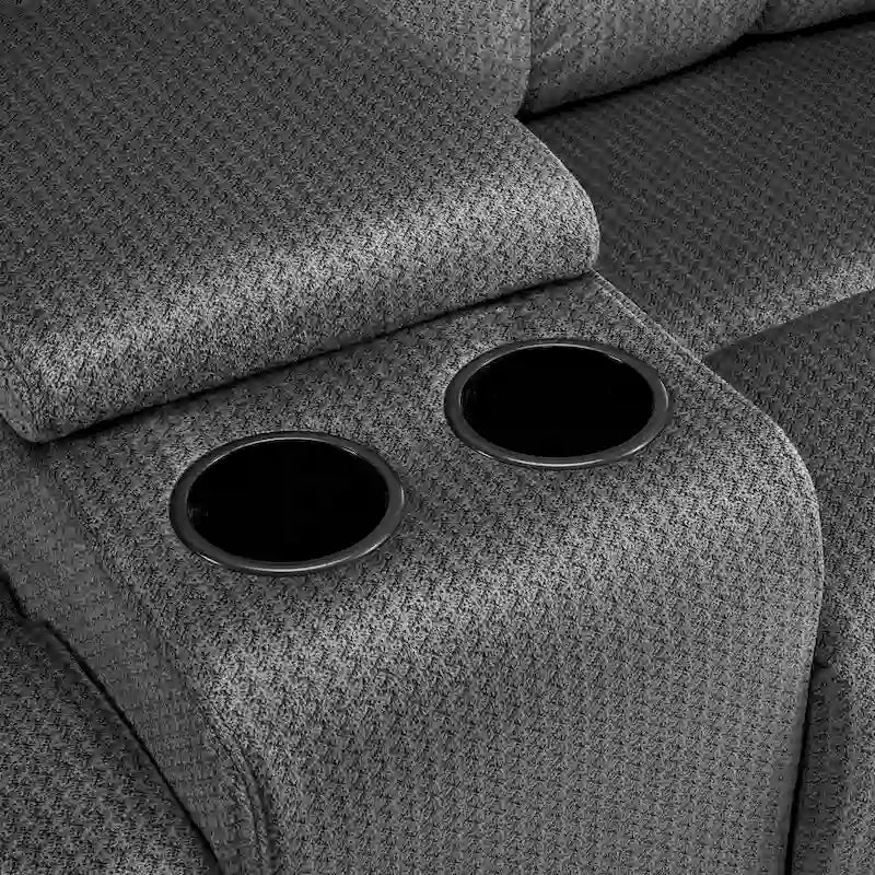 Causeuse inclinable électrique avec console, 2 places, Marron/Gris/Bleu