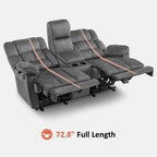Causeuse inclinable électrique avec console, 2 places, Marron/Gris/Bleu