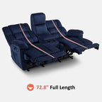 Causeuse inclinable électrique avec console, 2 places, Marron/Gris/Bleu