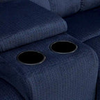 Causeuse inclinable électrique avec console, 2 places, Marron/Gris/Bleu