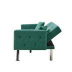 Canapé convertible en lin gris et vert, 2 places, réglable 3 positions