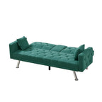 Canapé convertible en lin gris et vert, 2 places, réglable 3 positions