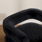 Fauteuil pivotant 360° en velours noir avec piètement doré, une place