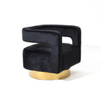 Fauteuil pivotant 360° en velours noir avec piètement doré, une place