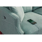 Causeuse 2 places bleu foncé / crème / bleu ciel avec port USB