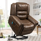 Fauteuil inclinable releveur en similicuir marron antique/gris avec massage et chauffage, 1 place
