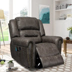 Fauteuil inclinable releveur en similicuir marron antique/gris avec massage et chauffage, 1 place