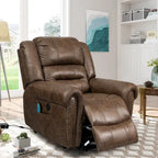 Fauteuil inclinable releveur en similicuir marron antique/gris avec massage et chauffage, 1 place