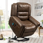 Fauteuil inclinable releveur en similicuir marron antique/gris avec massage et chauffage, 1 place