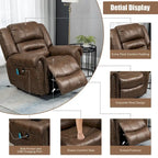Fauteuil inclinable releveur en similicuir marron antique/gris avec massage et chauffage, 1 place