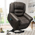 Fauteuil inclinable releveur en similicuir marron antique/gris avec massage et chauffage, 1 place