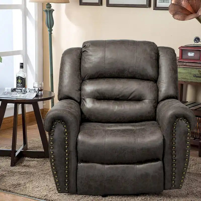 Fauteuil inclinable releveur en similicuir marron antique/gris avec massage et chauffage, 1 place