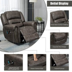 Fauteuil inclinable releveur en similicuir marron antique/gris avec massage et chauffage, 1 place