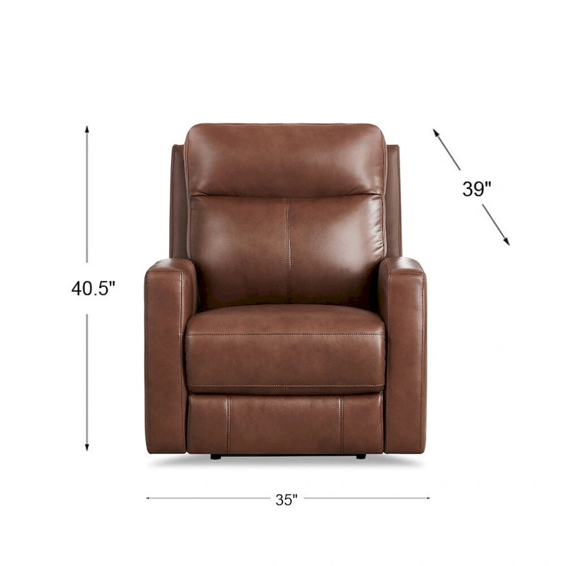 Fauteuil inclinable électrique en cuir pleine fleur, 1 place – Brun Pacane / Brun Raisin