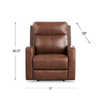Fauteuil inclinable électrique en cuir pleine fleur, 1 place – Brun Pacane / Brun Raisin
