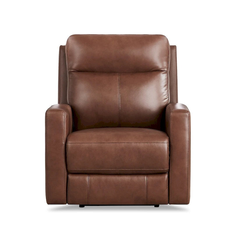 Fauteuil inclinable électrique en cuir pleine fleur, 1 place – Brun Pacane / Brun Raisin