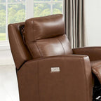 Fauteuil inclinable électrique en cuir pleine fleur, 1 place – Brun Pacane / Brun Raisin