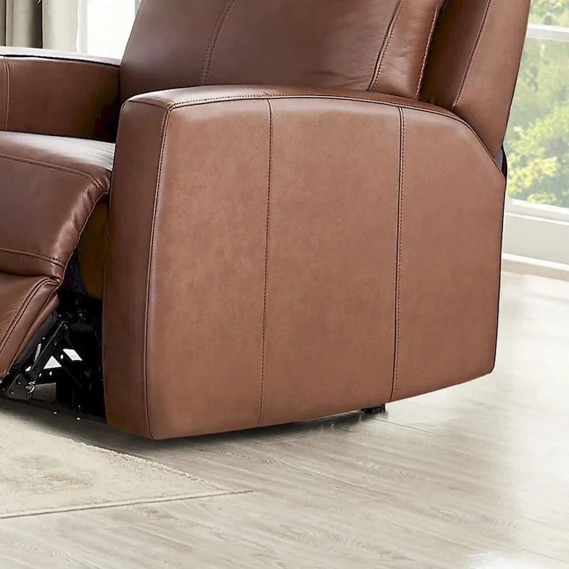 Fauteuil inclinable électrique en cuir pleine fleur, 1 place – Brun Pacane / Brun Raisin