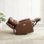 Fauteuil inclinable électrique en cuir pleine fleur, 1 place – Brun Pacane / Brun Raisin