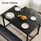 Ensemble table à manger grise 3 pièces avec 2 bancs, 4 places