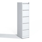 Classeur vertical métallique 5 tiroirs Blanc/Noir avec serrure, 1 personne