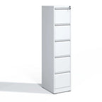 Classeur vertical métallique 5 tiroirs Blanc/Noir avec serrure, 1 personne
