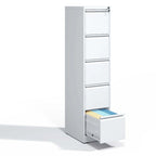 Classeur vertical métallique 5 tiroirs Blanc/Noir avec serrure, 1 personne