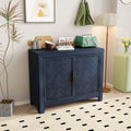 Console Table Bleu/Gris/Blanc Antique avec 2 Étagères et Portes, Style Vintage