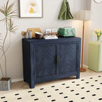 Console Table Bleu/Gris/Blanc Antique avec 2 Étagères et Portes, Style Vintage