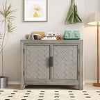 Console Table Bleu/Gris/Blanc Antique avec 2 Étagères et Portes, Style Vintage