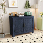 Console Table Bleu/Gris/Blanc Antique avec 2 Étagères et Portes, Style Vintage