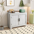 Console Table Bleu/Gris/Blanc Antique avec 2 Étagères et Portes, Style Vintage
