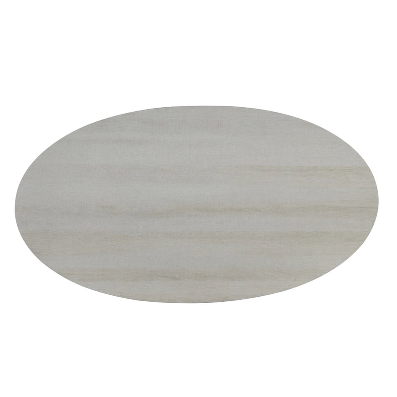 Table basse ovale blanche avec étagère, 2 à 4 places