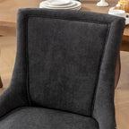 Chaise de salle à manger en tissu dossier haut noir / beige+noir, détails cloutés, pieds en bois massif, lot de 2