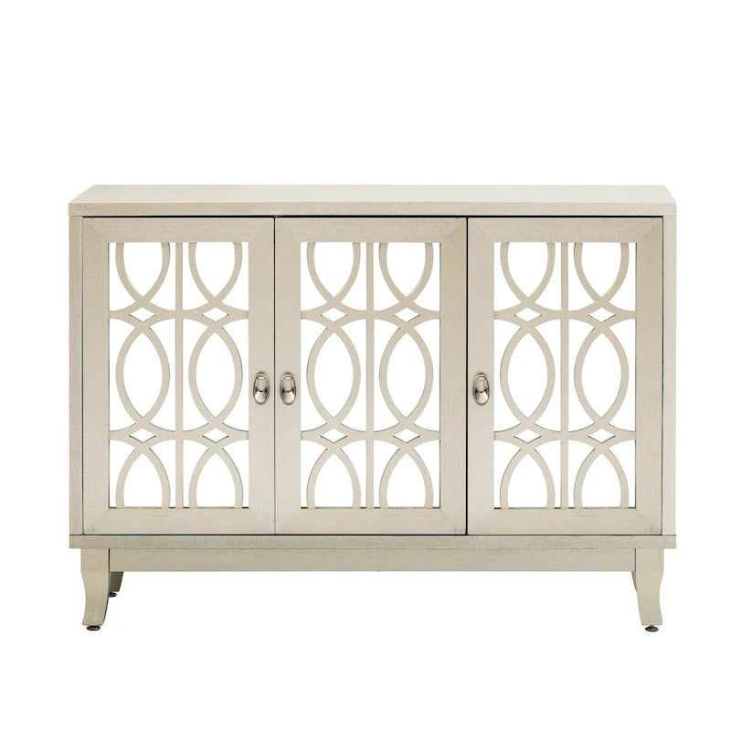 Bahut/Cabinet Champagne/Noir Mirroir 3 Portes pour 1 Personne