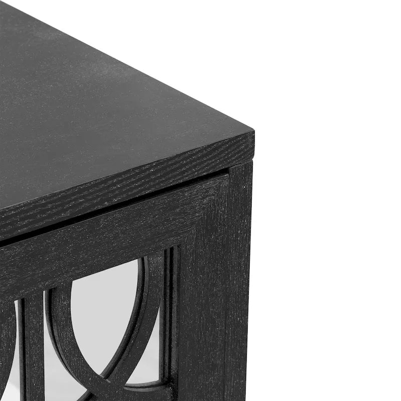 Bahut/Cabinet Champagne/Noir Mirroir 3 Portes pour 1 Personne