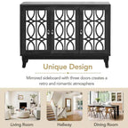 Bahut/Cabinet Champagne/Noir Mirroir 3 Portes pour 1 Personne