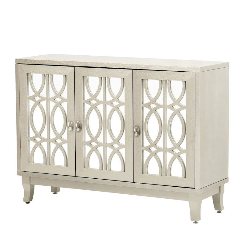 Bahut/Cabinet Champagne/Noir Mirroir 3 Portes pour 1 Personne